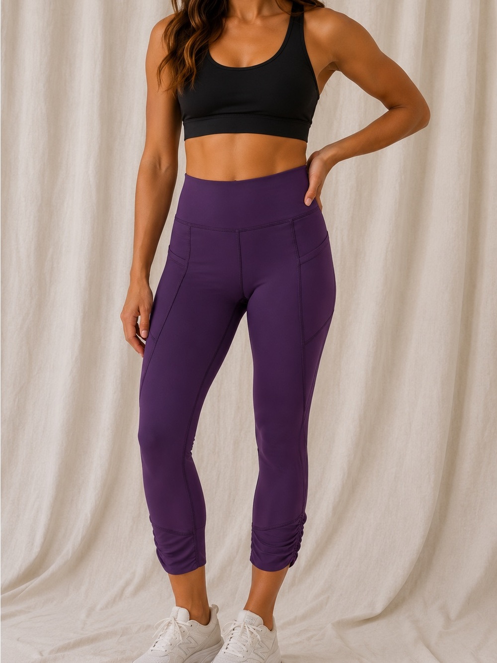 RARE Lululemon Purple Ruched Leggings Women’s ~24” Waist High Rise Yoga Pants